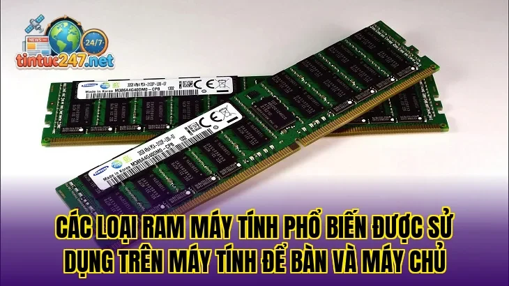 Các loại RAM máy tính phổ biến được sử dụng trên máy tính để bàn và máy chủ